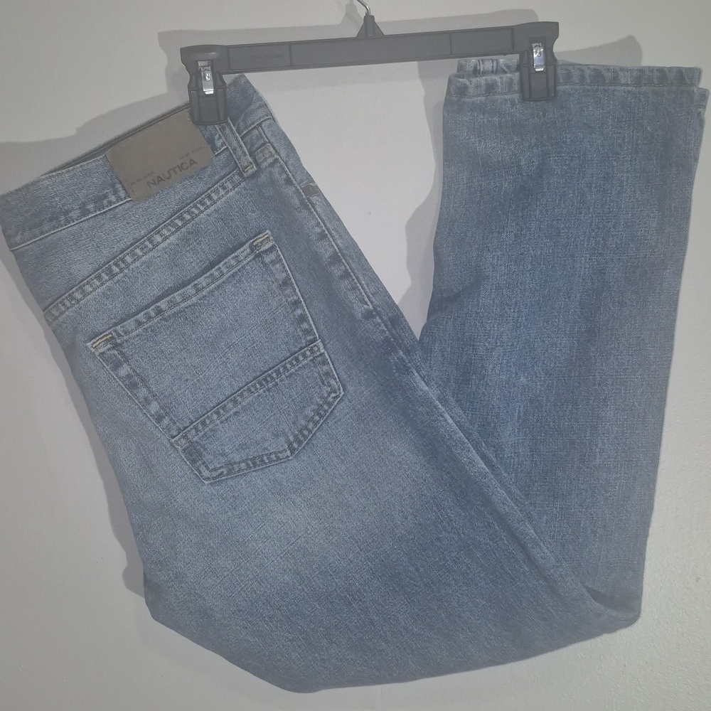 Nautica Jeans Co. Distressed Easy Fit Blue Jeans Straight Fit Size 34x30